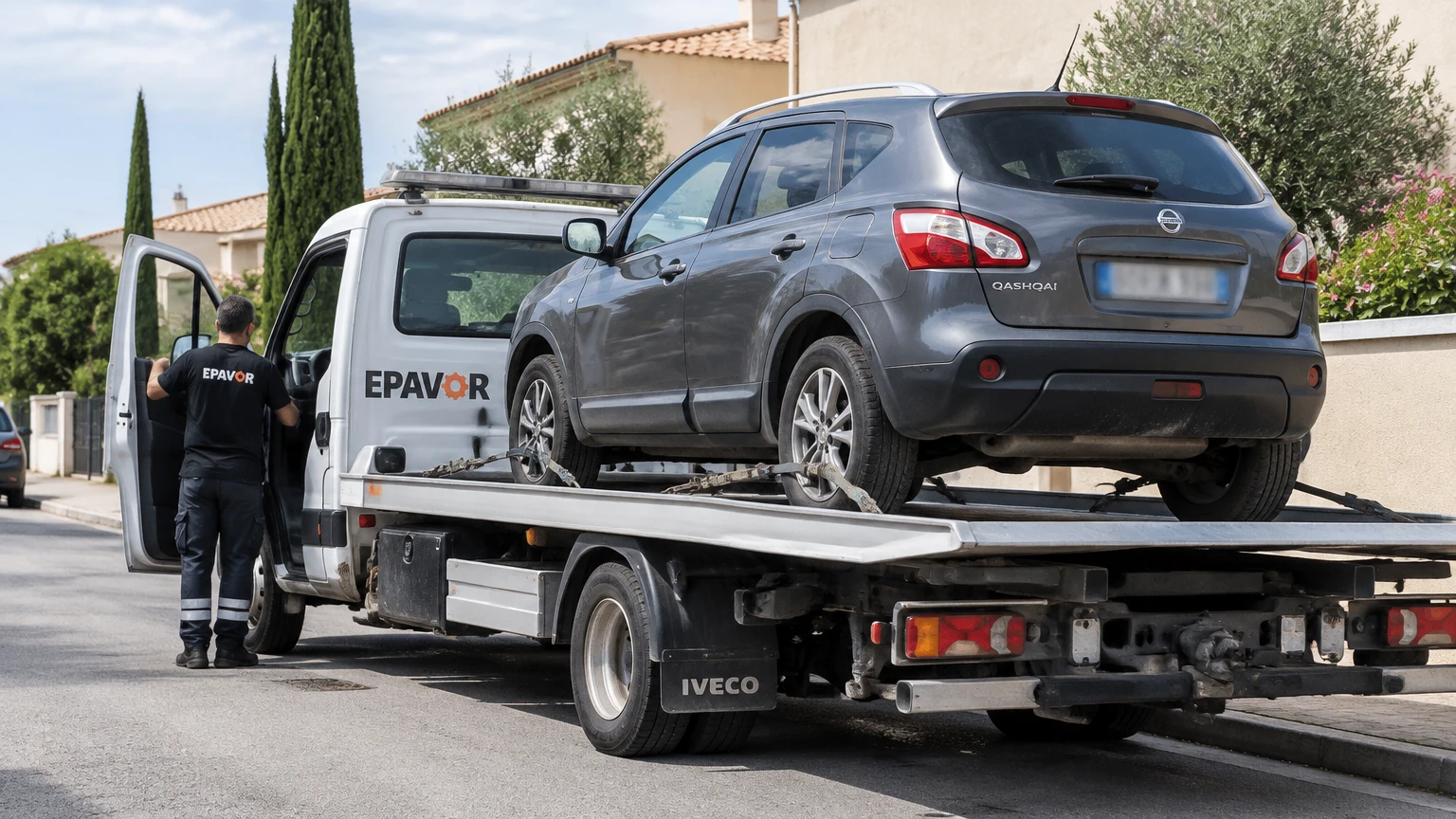 Illustration d’un enlèvement d’épave à Mèze avec une dépanneuse — service d’épaviste.