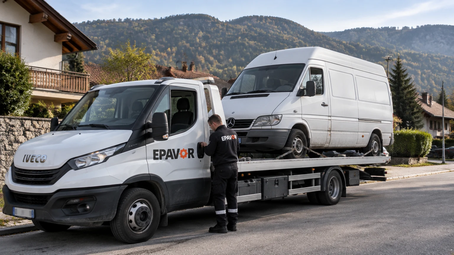 Illustration d’un enlèvement d’épave à Mieussy avec une dépanneuse — service d’épaviste.