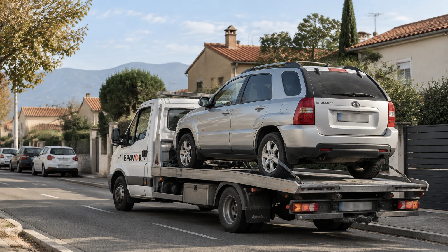 Illustration d’un enlèvement d’épave à Millas avec une dépanneuse — service d’épaviste.