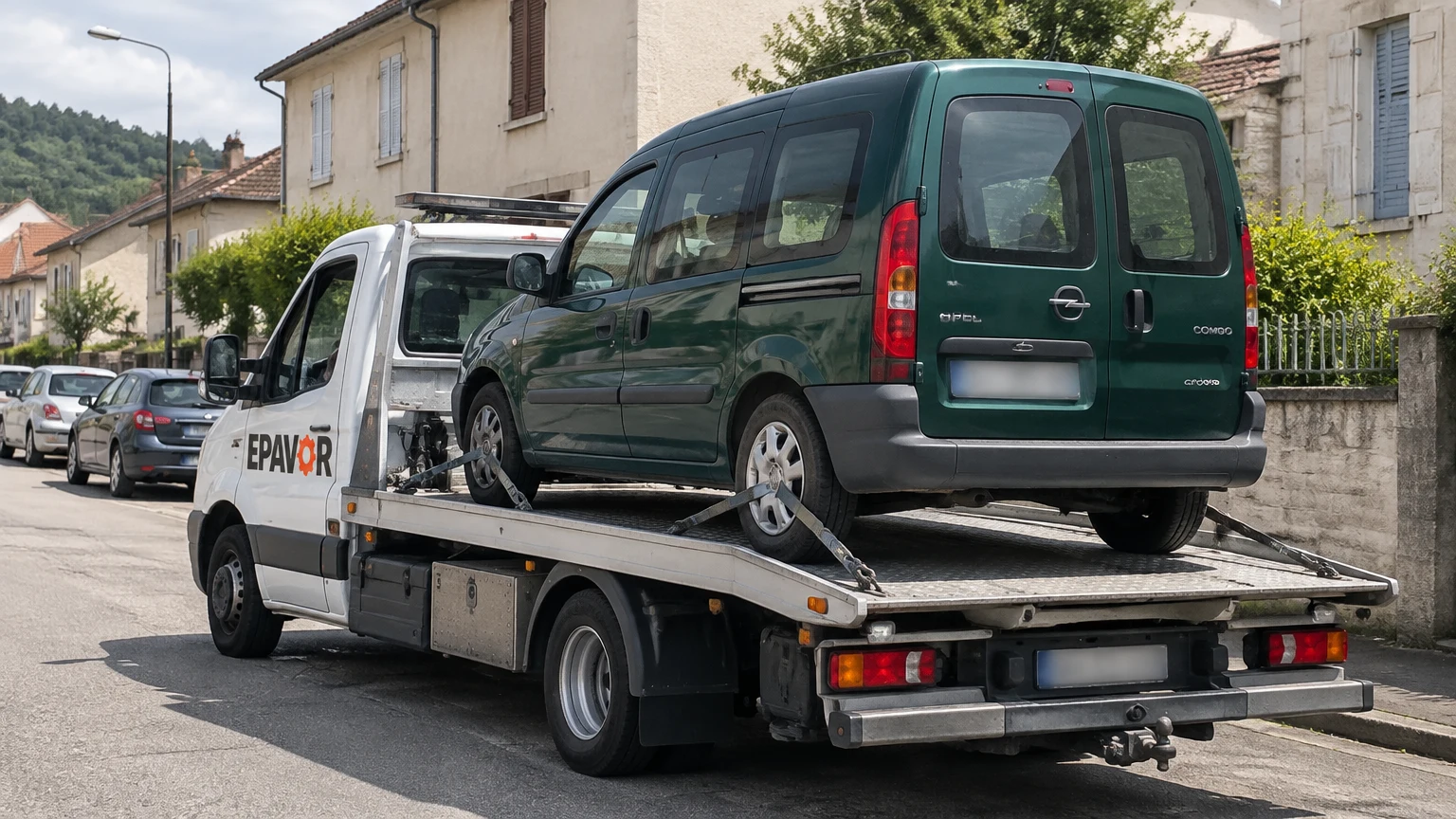 Illustration d’un enlèvement d’épave à Morestel avec une dépanneuse — service d’épaviste.