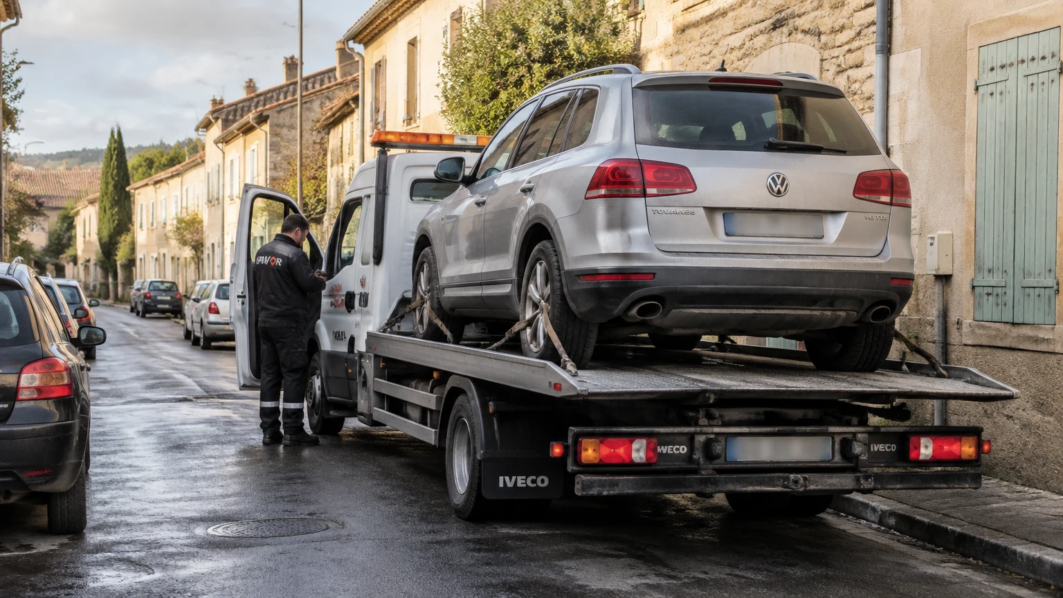 Illustration d’un enlèvement d’épave à Murviel-lès-Béziers avec une dépanneuse — service d’épaviste.