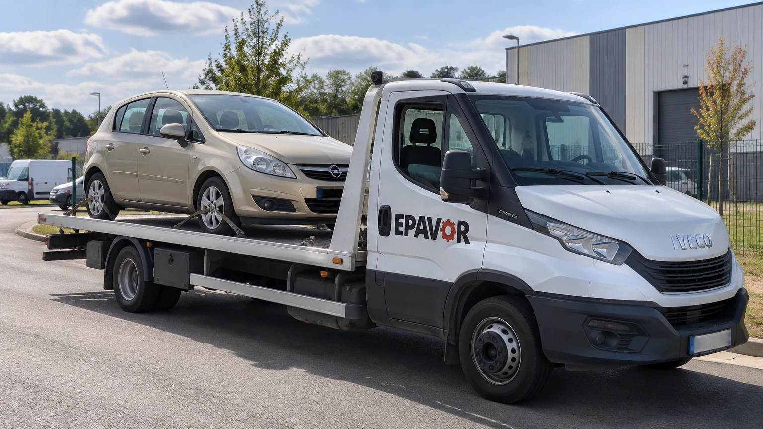 Illustration d’un enlèvement d’épave à Mussidan avec une dépanneuse — service d’épaviste.
