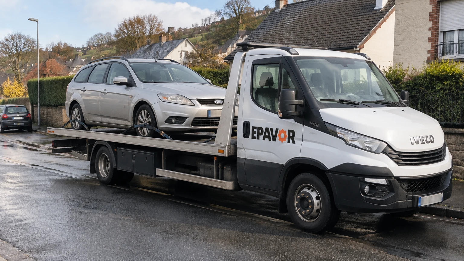 Illustration d’un enlèvement d’épave à Neufchâtel-en-Bray avec une dépanneuse — service d’épaviste.