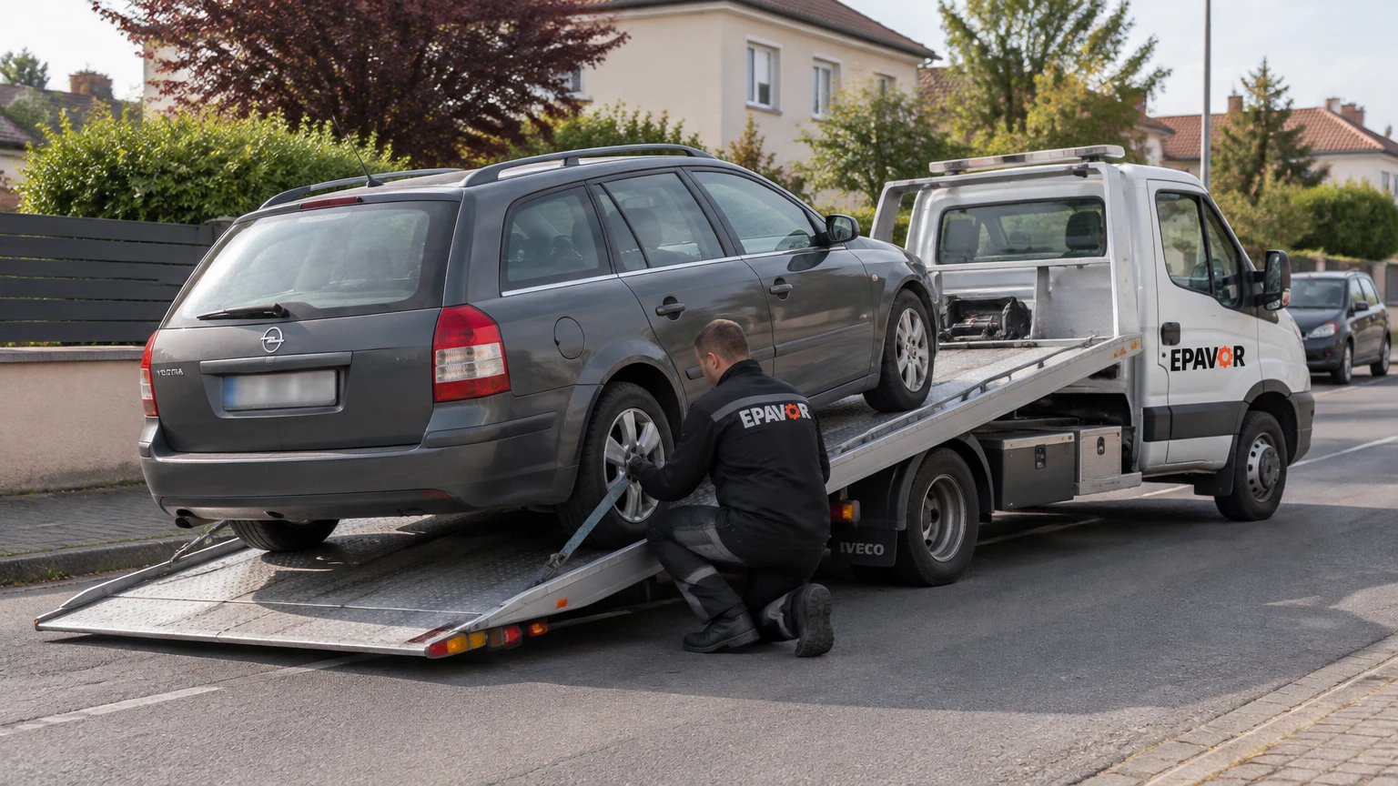 Illustration d’un enlèvement d’épave à Noiseau avec une dépanneuse — service d’épaviste.