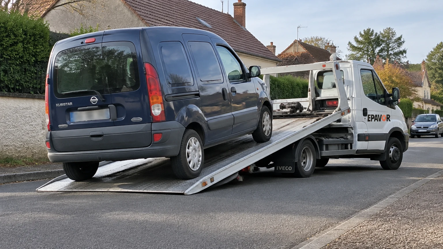 Illustration d’un enlèvement d’épave à Nouan-le-Fuzelier avec une dépanneuse — service d’épaviste.