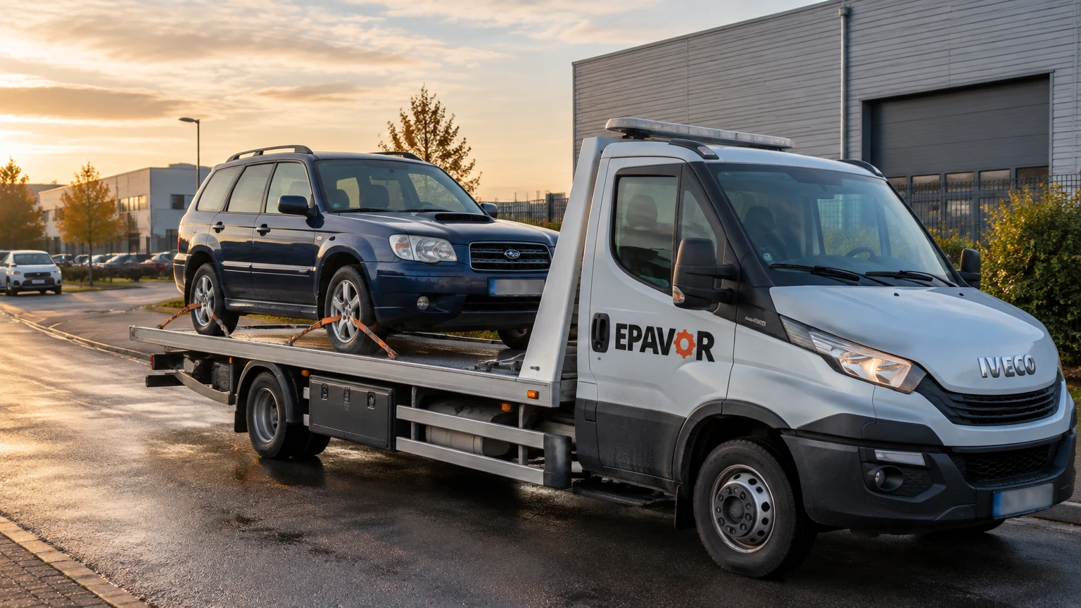 Illustration d’un enlèvement d’épave à Oberhoffen-sur-Moder avec une dépanneuse — service d’épaviste.