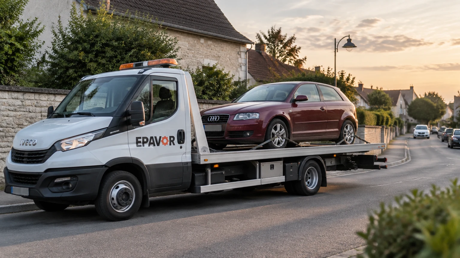 Illustration d’un enlèvement d’épave à Parçay-Meslay avec une dépanneuse — service d’épaviste.
