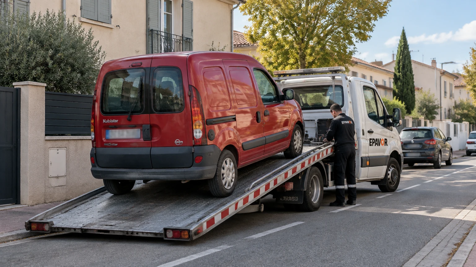 Illustration d’un enlèvement d’épave à Pélissanne avec une dépanneuse — service d’épaviste.