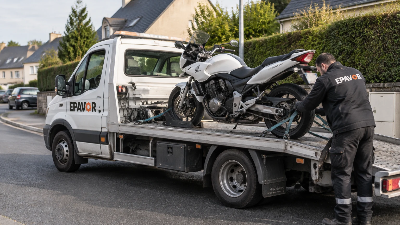 Illustration d’un enlèvement d’épave à Plouay avec une dépanneuse — service d’épaviste.