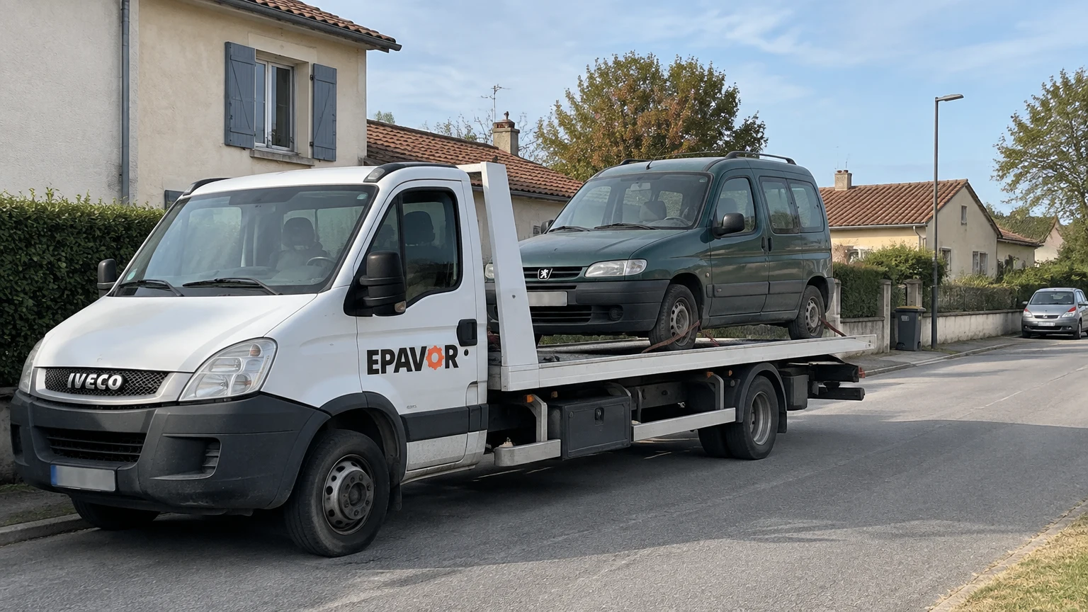 Illustration d’un enlèvement d’épave à Pouillon avec une dépanneuse — service d’épaviste.