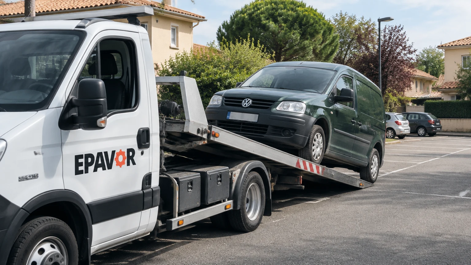 Illustration d’un enlèvement d’épave à Roques avec une dépanneuse — service d’épaviste.