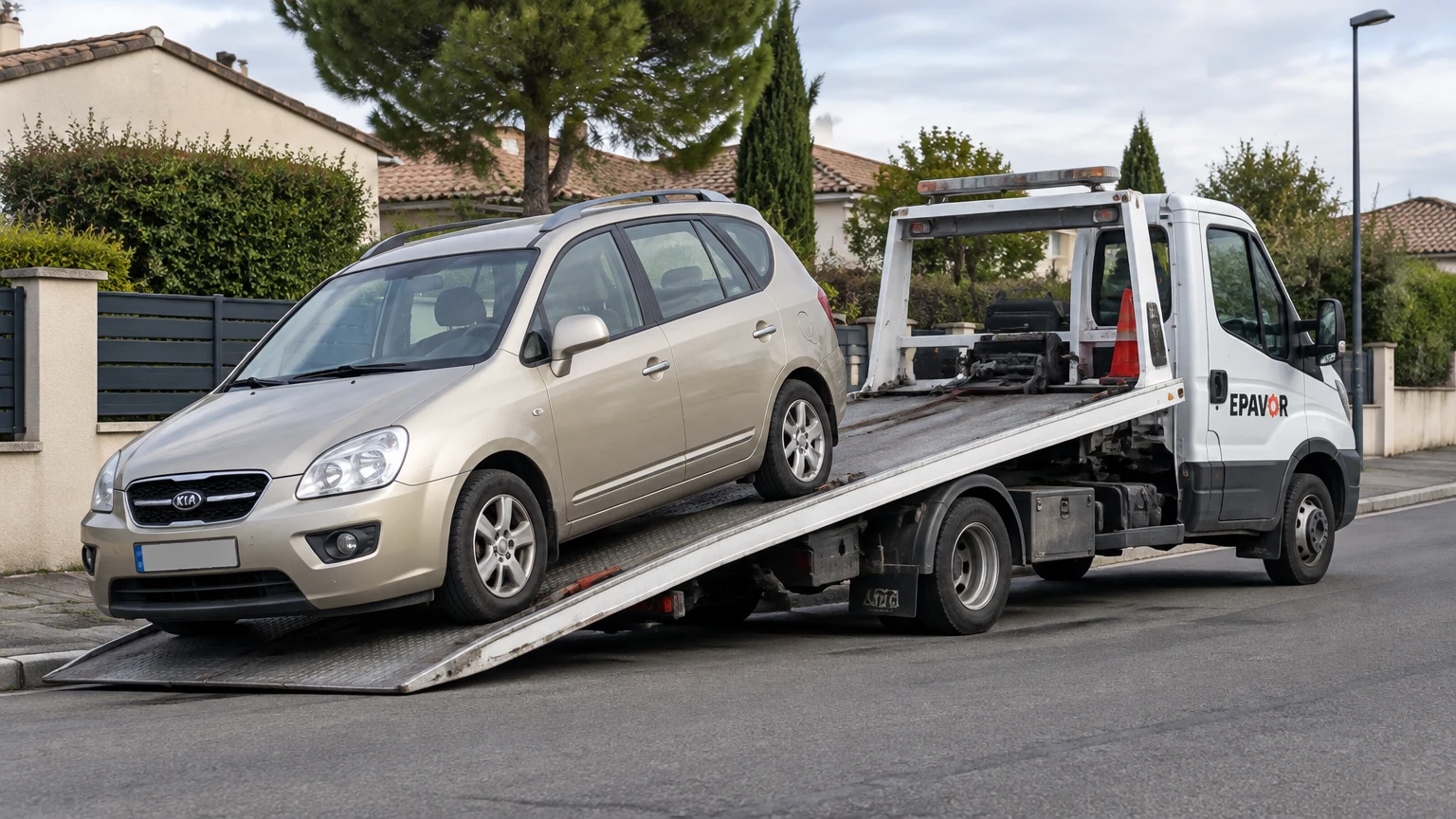 Illustration d’un enlèvement d’épave à Roquettes avec une dépanneuse — service d’épaviste.