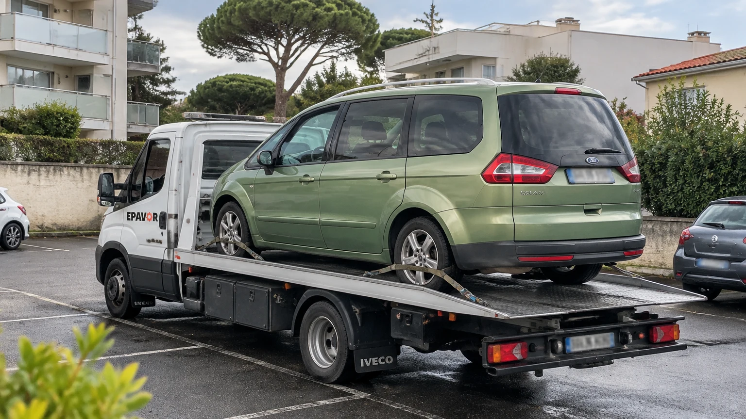 Illustration d’un enlèvement d’épave à Royan avec une dépanneuse — service d’épaviste.