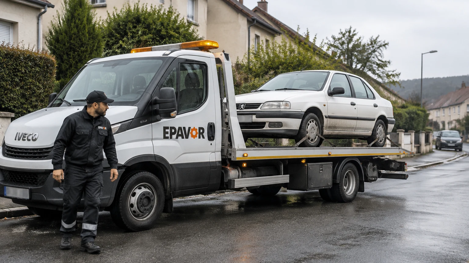 Illustration d’un enlèvement d’épave à Rurange-lès-Thionville avec une dépanneuse — service d’épaviste.