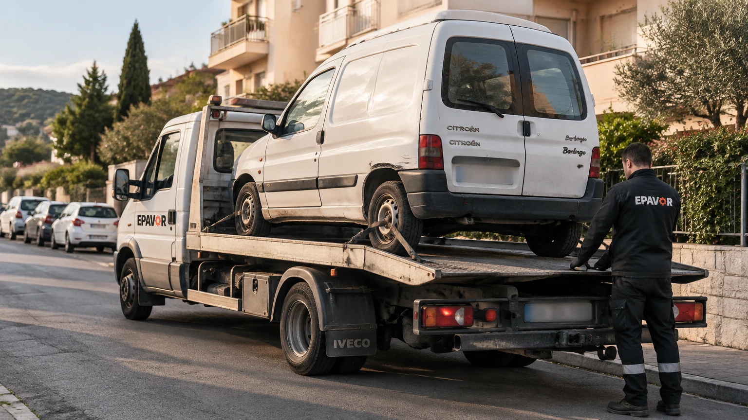 Illustration d’un enlèvement d’épave à Saint-Cyr-sur-Mer avec une dépanneuse — service d’épaviste.