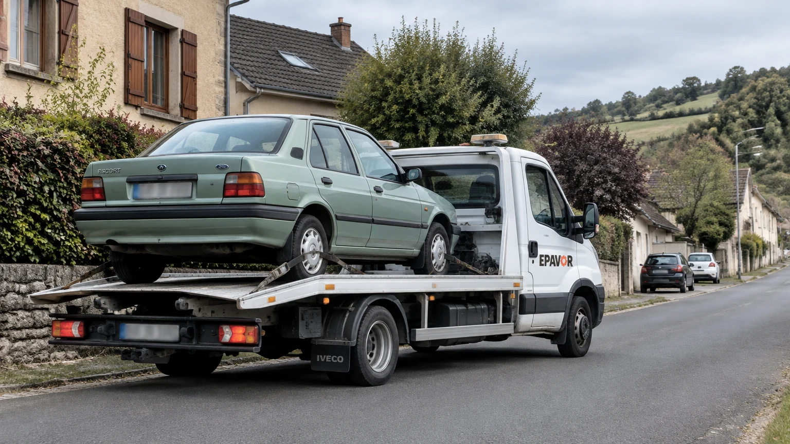 Illustration d’un enlèvement d’épave à Saint-Félix avec une dépanneuse — service d’épaviste.