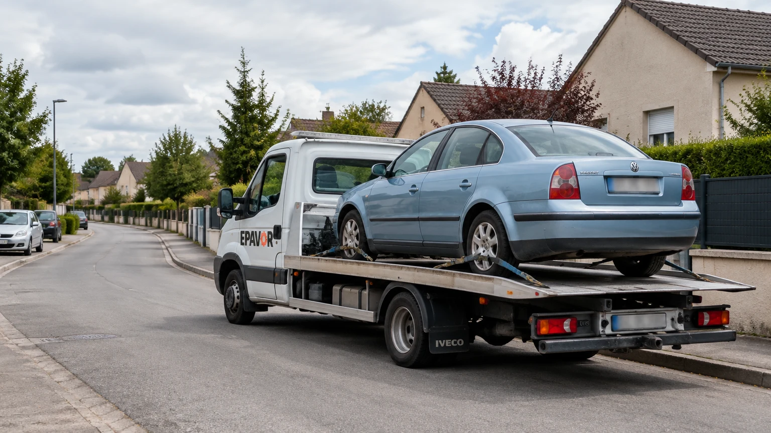 Illustration d’un enlèvement d’épave à Saint-Lyé avec une dépanneuse — service d’épaviste.