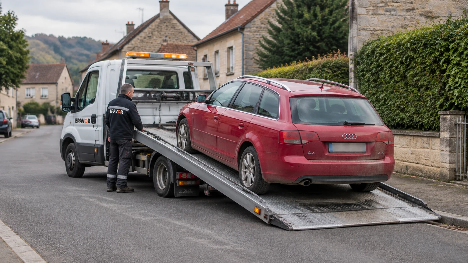 Illustration d’un enlèvement d’épave à Saulieu avec une dépanneuse — service d’épaviste.