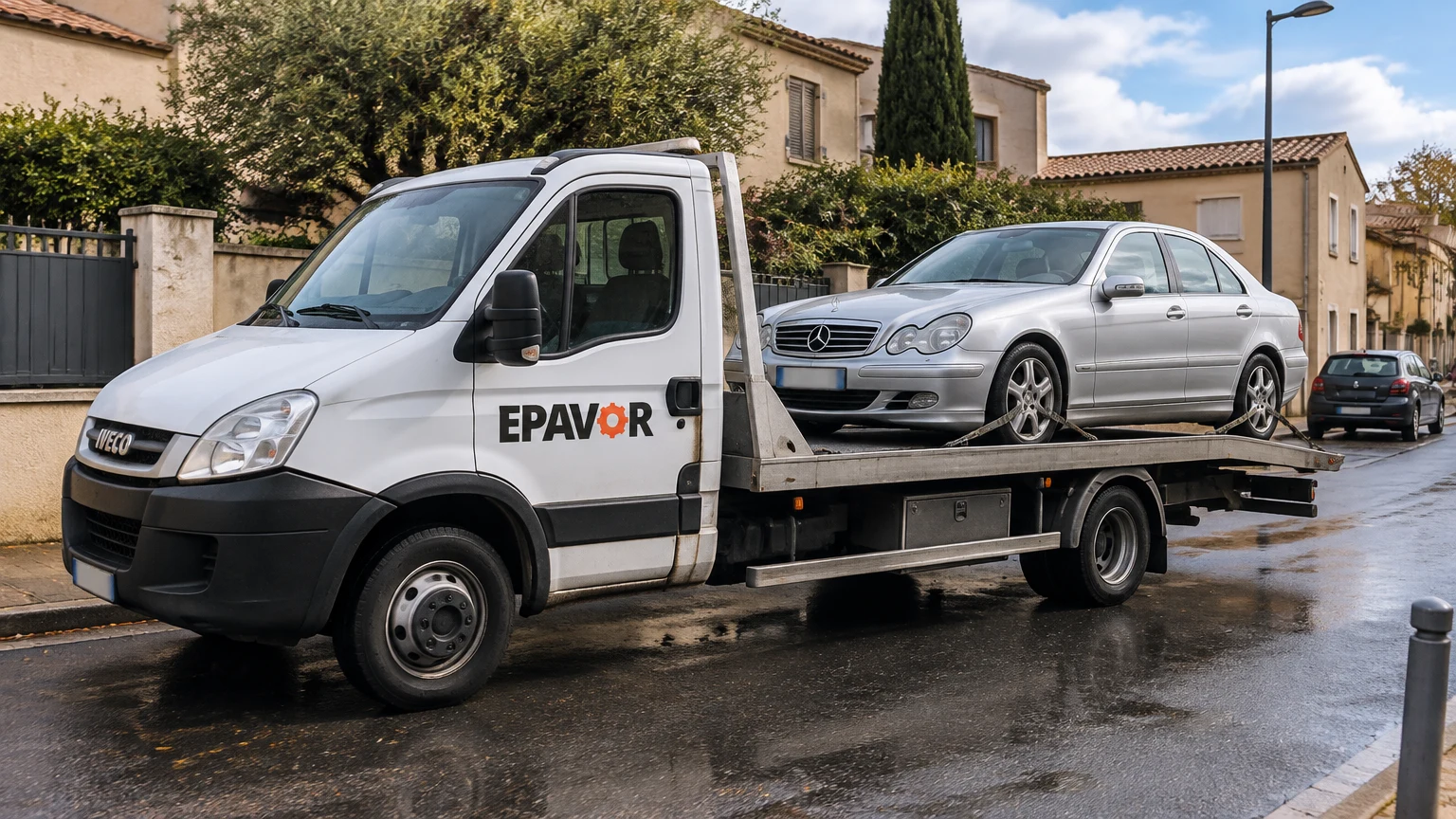 Illustration d’un enlèvement d’épave à Sérignan avec une dépanneuse — service d’épaviste.
