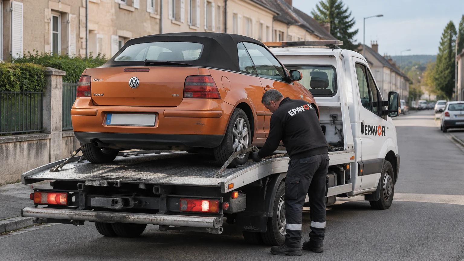 Illustration d’un enlèvement d’épave à Stenay avec une dépanneuse — service d’épaviste.
