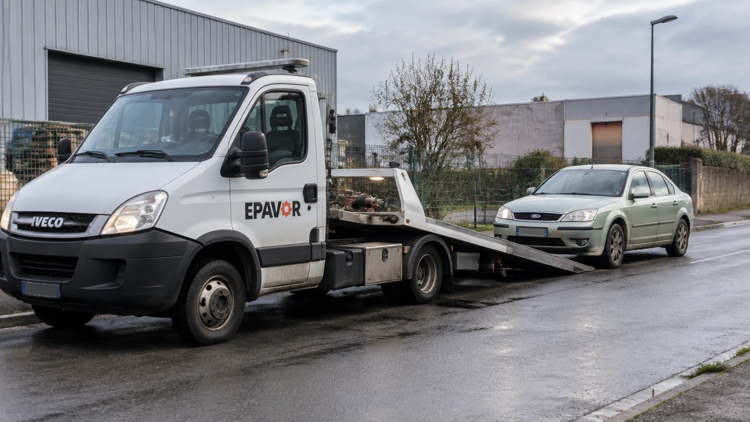 Illustration d’un enlèvement d’épave à Wignehies avec une dépanneuse — service d’épaviste.